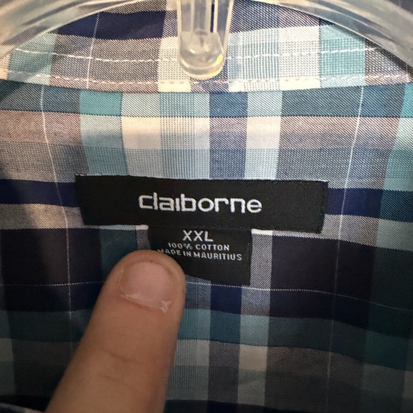 Claiborne Men's Blue and White Checkered Shirt - Picture 5 of 5
